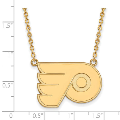 Vergoldet Sterlingsilber Nhl Logoart Philadelphia Flyers Groß Anhänger 18 Zoll Halskette