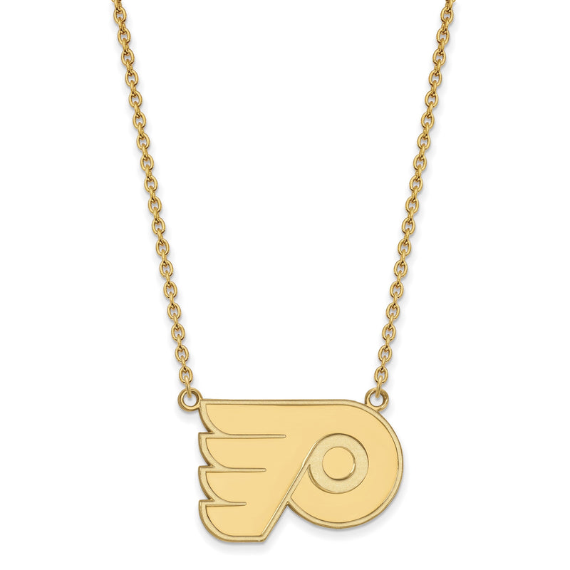 Vergoldet Sterlingsilber Nhl Logoart Philadelphia Flyers Groß Anhänger 18 Zoll Halskette