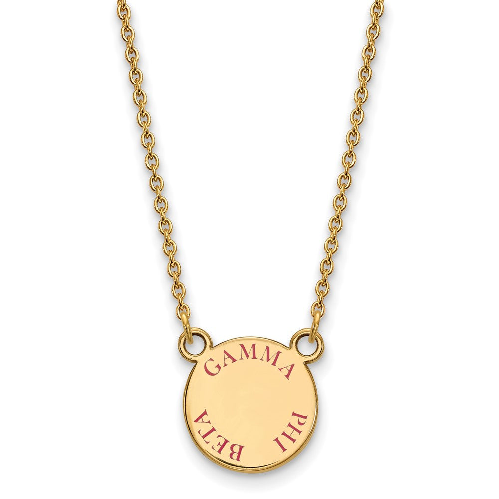 Vergoldet Sterlingsilber Logoart Gamma Phi Beta Sorority Text Klein Farbe Emaille Anhänger 18 Zoll Halskette