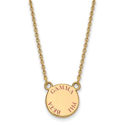 Vergoldet Sterlingsilber Logoart Gamma Phi Beta Sorority Text Klein Farbe Emaille Anhänger 18 Zoll Halskette
