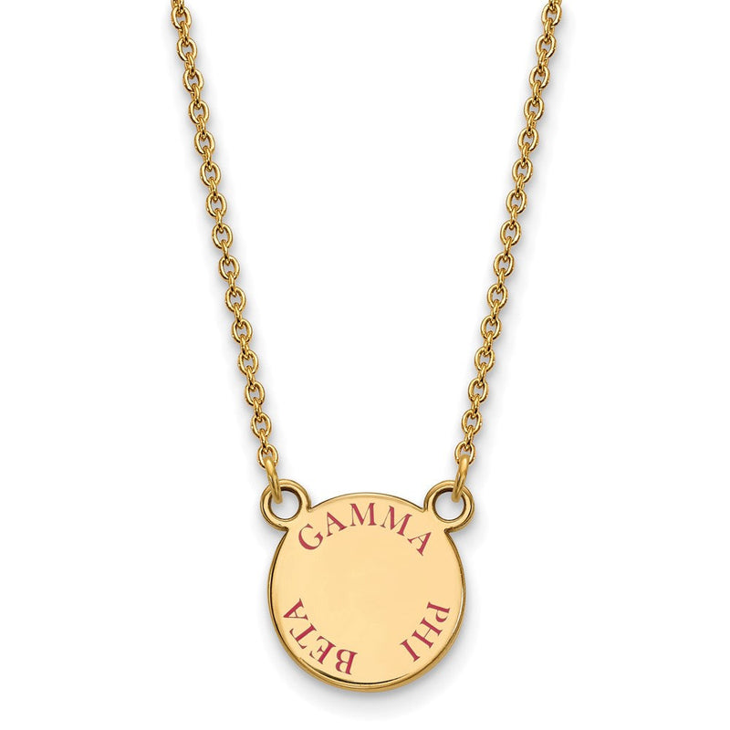 Vergoldet Sterlingsilber Logoart Gamma Phi Beta Sorority Text Klein Farbe Emaille Anhänger 18 Zoll Halskette