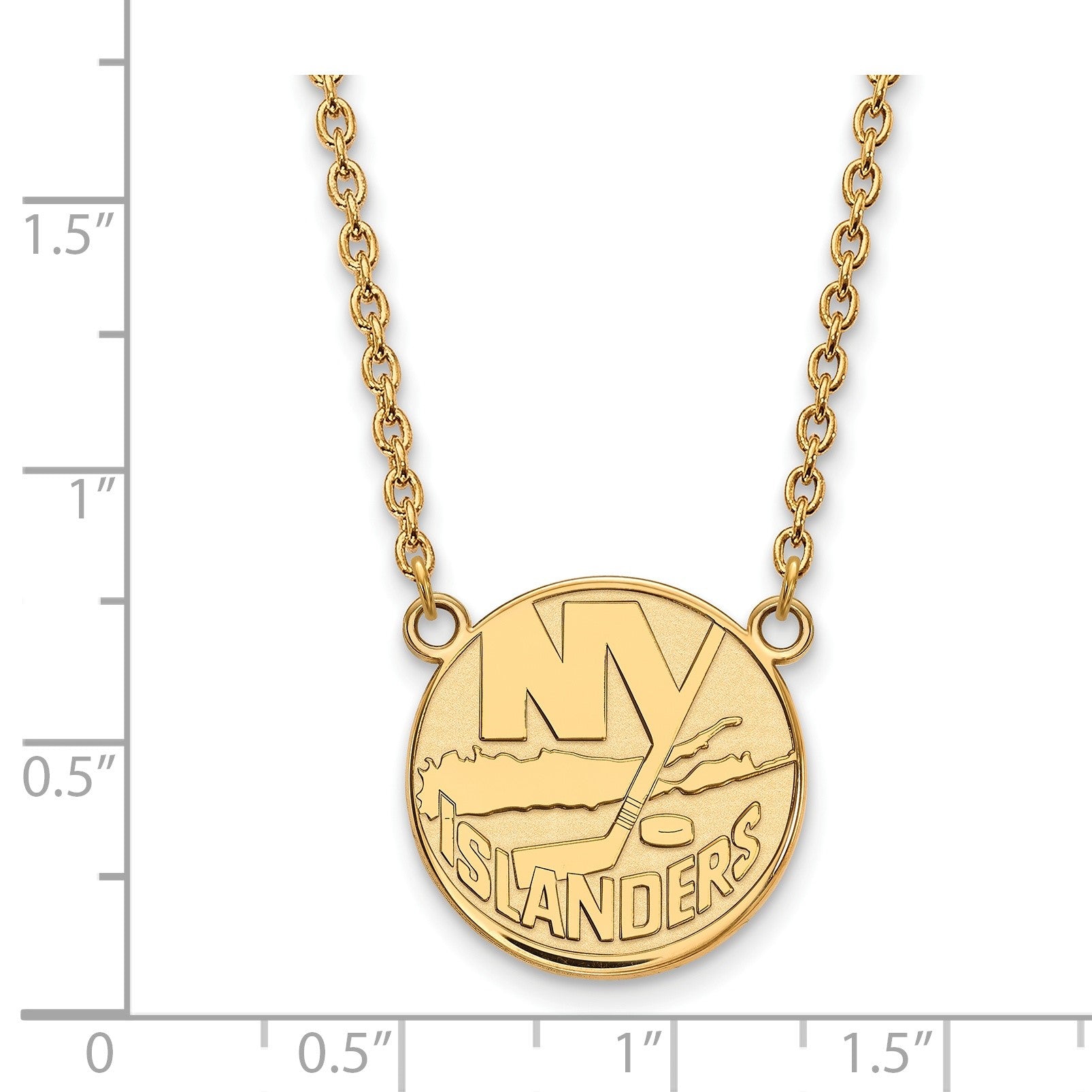 14K Gelbgold Nhl Logoart New York Islanders Groß Anhänger 18 Zoll Halskette