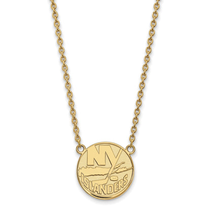 10K Gelbgold Nhl Logoart New York Islanders Groß Anhänger 18 Zoll Halskette