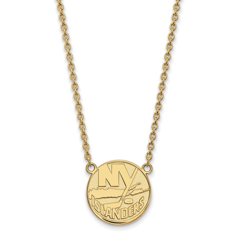 10K Gelbgold Nhl Logoart New York Islanders Groß Anhänger 18 Zoll Halskette