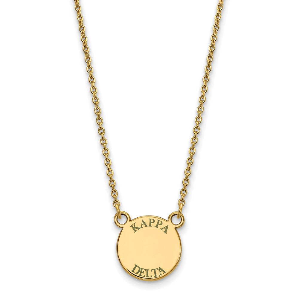 Vergoldet Sterlingsilber Logoart Kappa Delta Sorority Text Klein Farbe Emaille Anhänger 18 Zoll Halskette