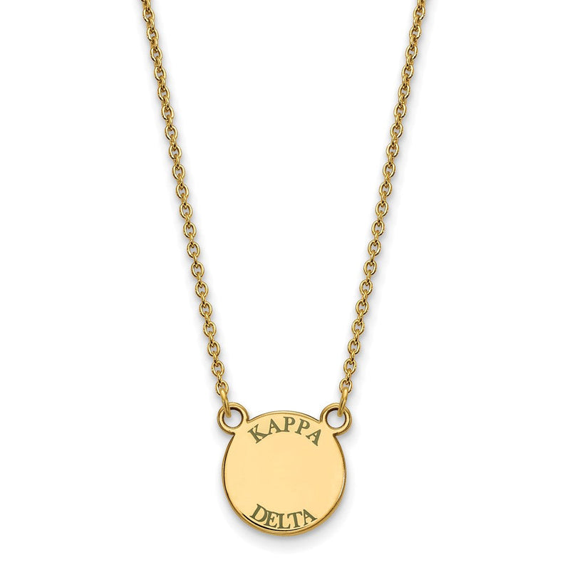 Vergoldet Sterlingsilber Logoart Kappa Delta Sorority Text Klein Farbe Emaille Anhänger 18 Zoll Halskette
