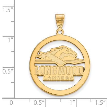 Vergoldet Sterlingsilber Logoart Longwood University Lancers Groß Kreis Anhänger