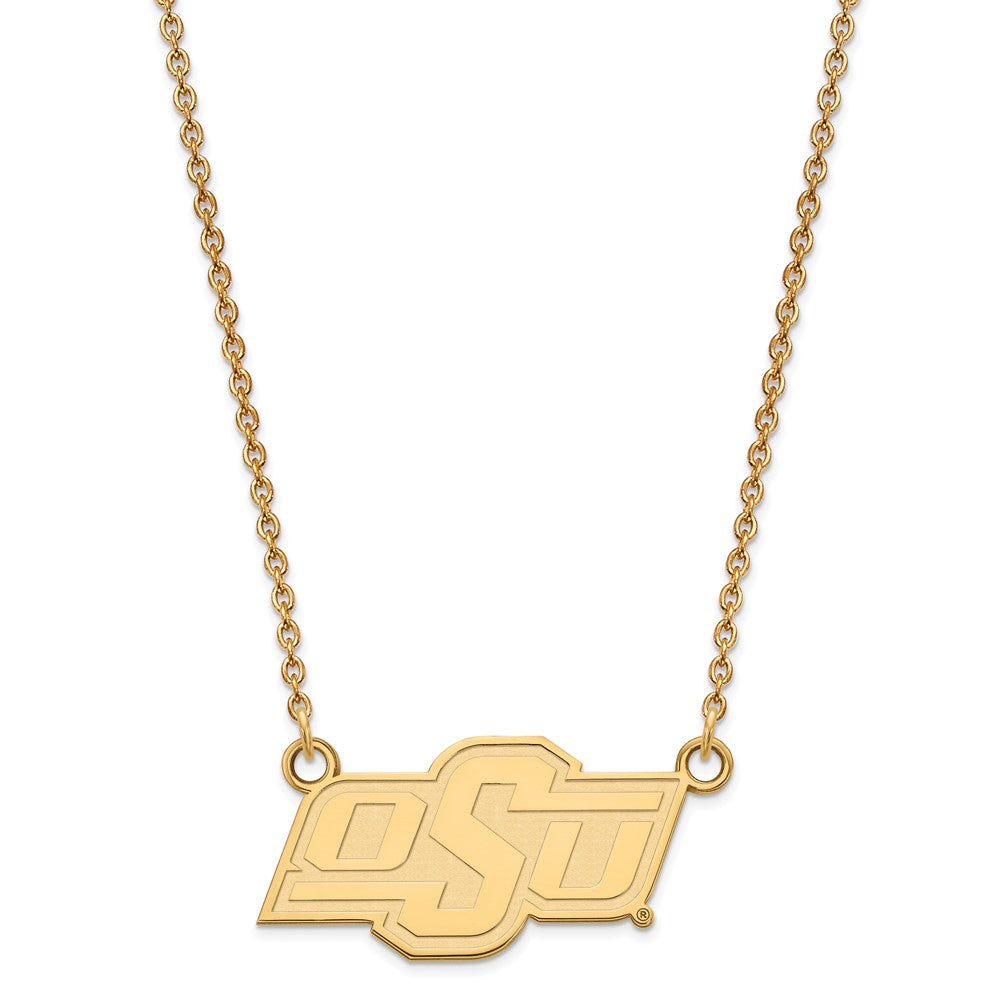 Vergoldet Sterlingsilber Logoart Oklahoma State University O S U Klein Anhänger 18 Zoll Halskette