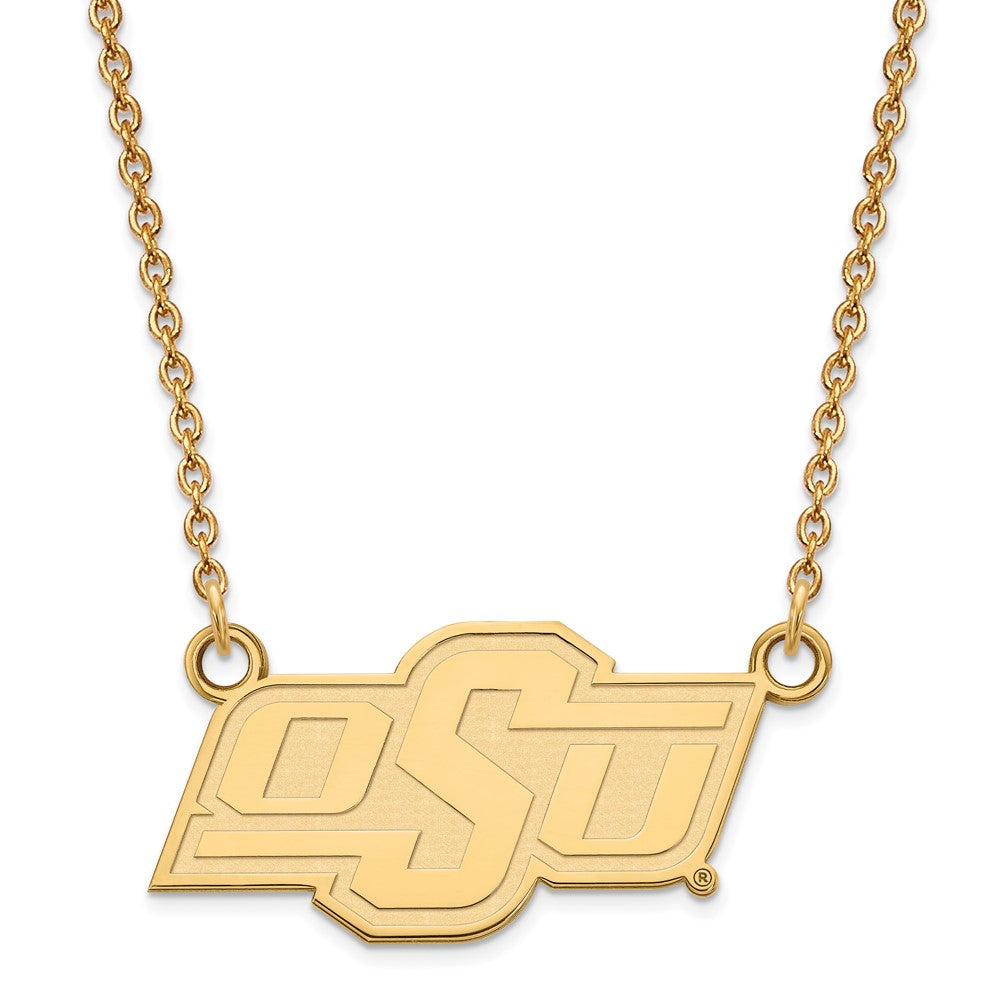 Vergoldet Sterlingsilber Logoart Oklahoma State University O S U Klein Anhänger 18 Zoll Halskette
