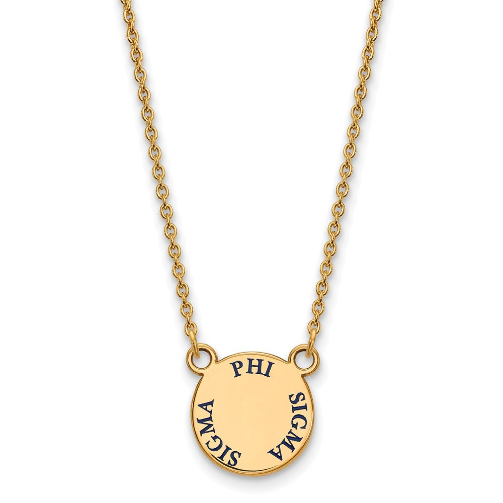 Vergoldet Sterlingsilber Logoart Phi Sigma Sorority Text Klein Farbe Emaille Anhänger 18 Zoll Halskette