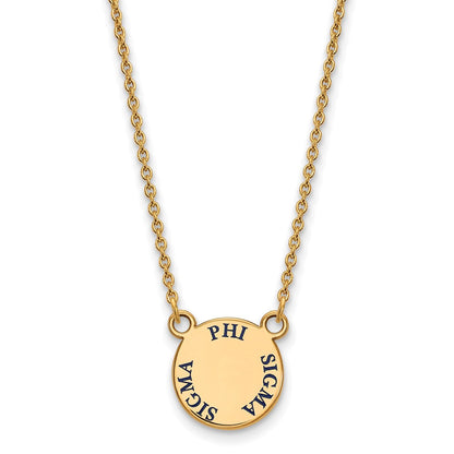 Vergoldet Sterlingsilber Logoart Phi Sigma Sorority Text Klein Farbe Emaille Anhänger 18 Zoll Halskette