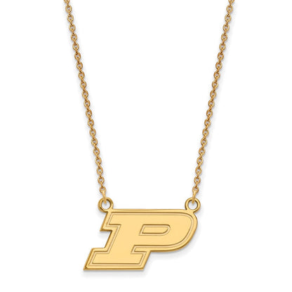 10K Gelbgold Logoart Purdue University Buchstabe P Klein Anhänger 18 Zoll Halskette