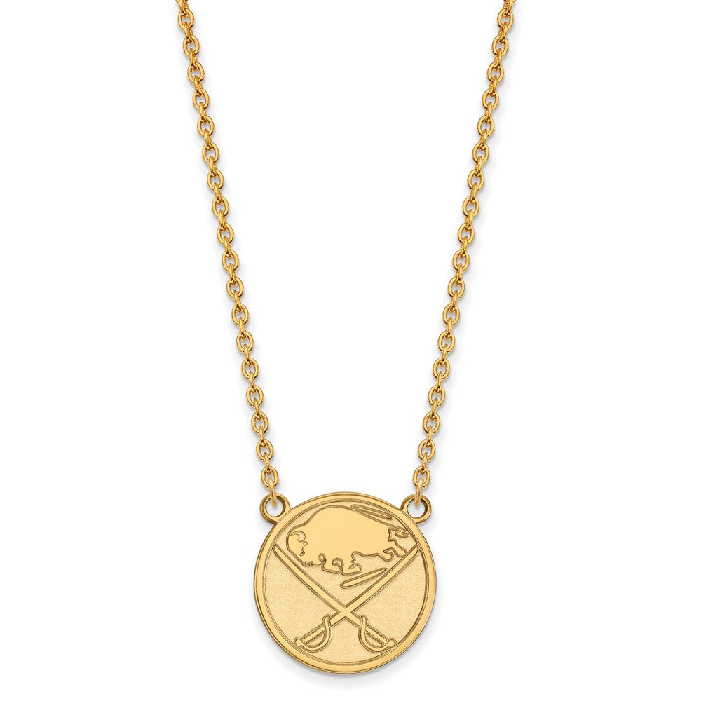 14K Gelbgold Nhl Logoart Buffalo Sabres Groß Anhänger 18 Zoll Halskette