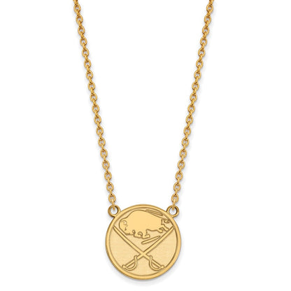 14K Gelbgold Nhl Logoart Buffalo Sabres Groß Anhänger 18 Zoll Halskette