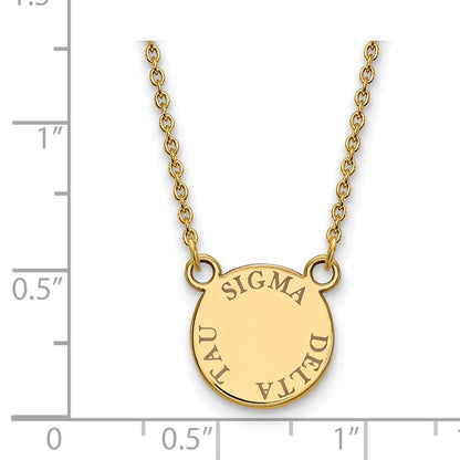 Vergoldet Sterlingsilber Logoart Sigma Delta Tau Sorority Text Klein Farbe Emaille Anhänger 18 Zoll Halskette
