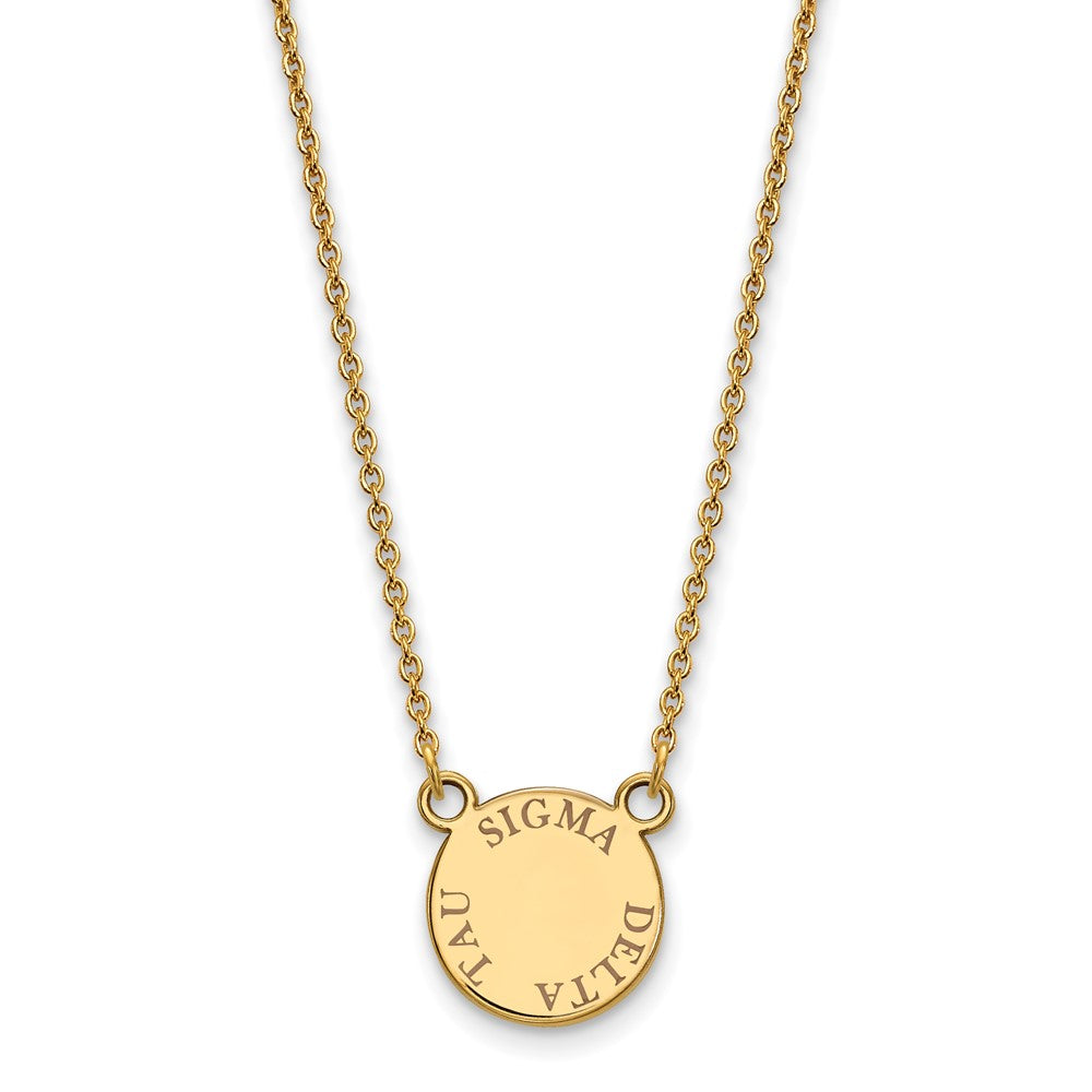 Vergoldet Sterlingsilber Logoart Sigma Delta Tau Sorority Text Klein Farbe Emaille Anhänger 18 Zoll Halskette