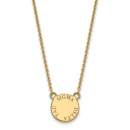 Vergoldet Sterlingsilber Logoart Sigma Delta Tau Sorority Text Klein Farbe Emaille Anhänger 18 Zoll Halskette