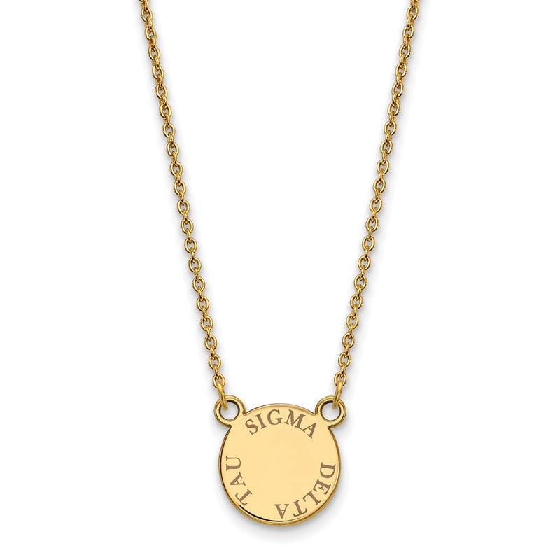 Vergoldet Sterlingsilber Logoart Sigma Delta Tau Sorority Text Klein Farbe Emaille Anhänger 18 Zoll Halskette
