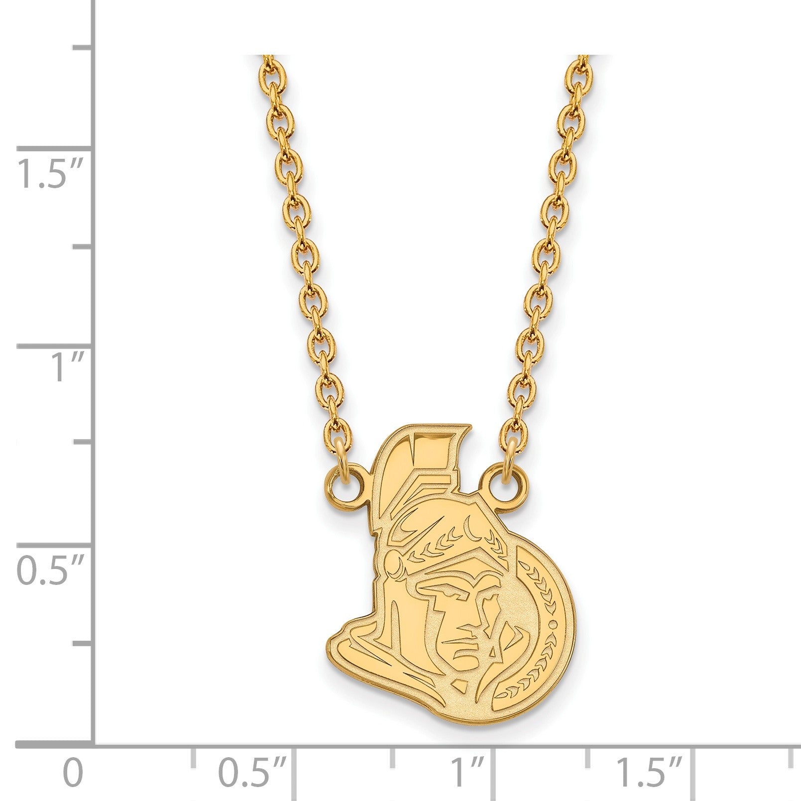 Vergoldet Sterlingsilber Nhl Logoart Ottawa Senators Groß Anhänger 18 Zoll Halskette