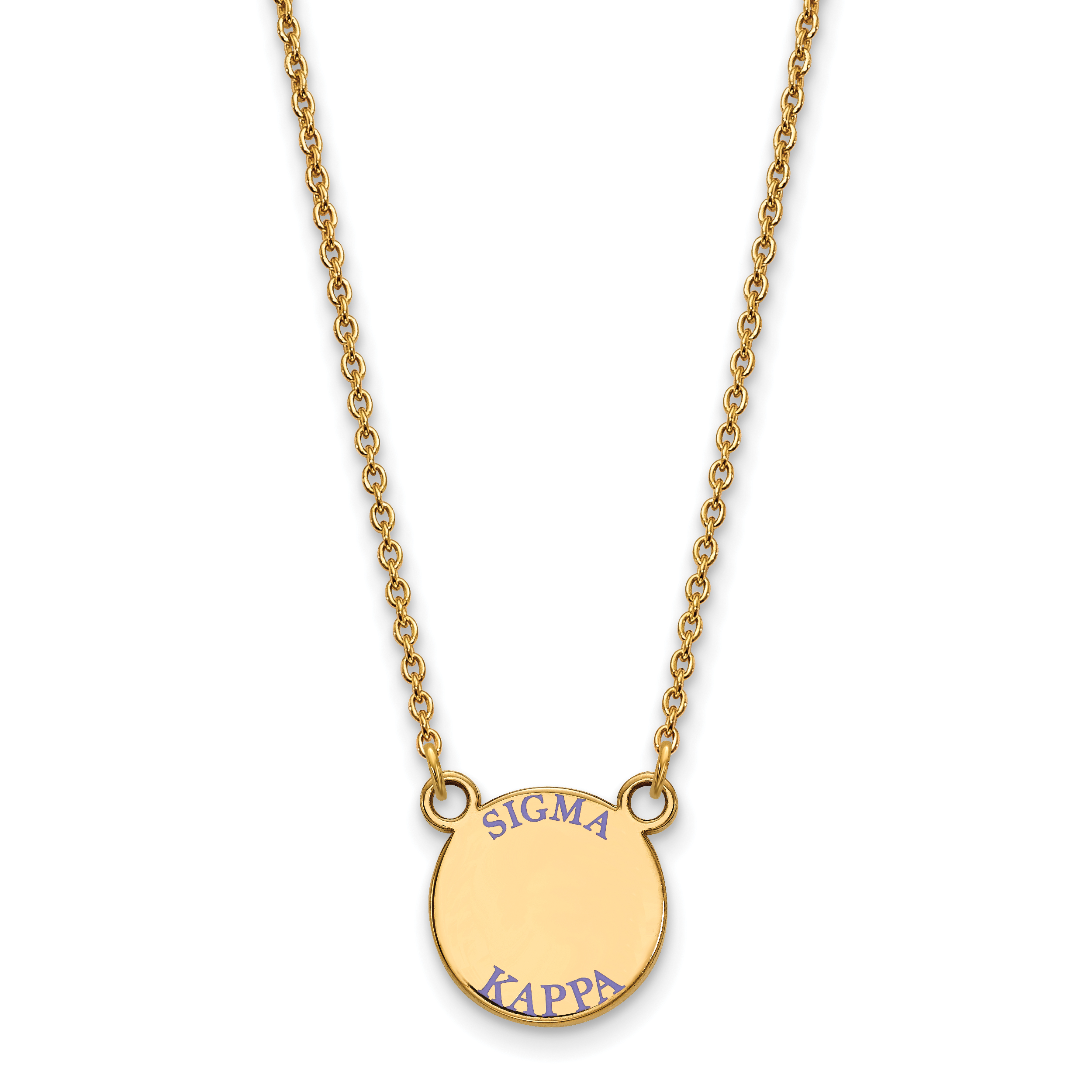 Vergoldet Sterlingsilber Logoart Sigma Kappa Sorority Text Klein Farbe Emaille Anhänger 18 Zoll Halskette