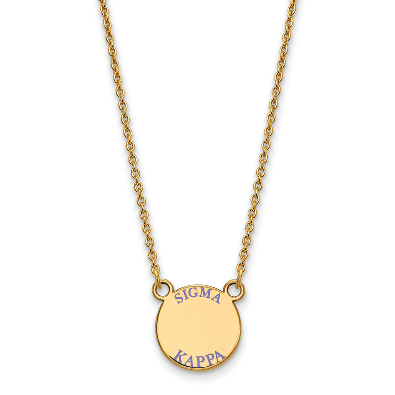 Vergoldet Sterlingsilber Logoart Sigma Kappa Sorority Text Klein Farbe Emaille Anhänger 18 Zoll Halskette