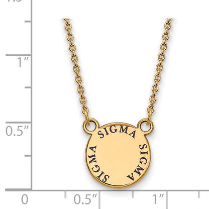 Vergoldet Sterlingsilber Logoart Sigma Sorority Text Klein Farbe Emaille Anhänger 18 Zoll Halskette