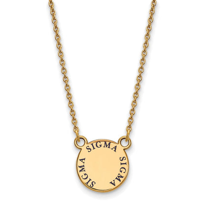 Vergoldet Sterlingsilber Logoart Sigma Sorority Text Klein Farbe Emaille Anhänger 18 Zoll Halskette