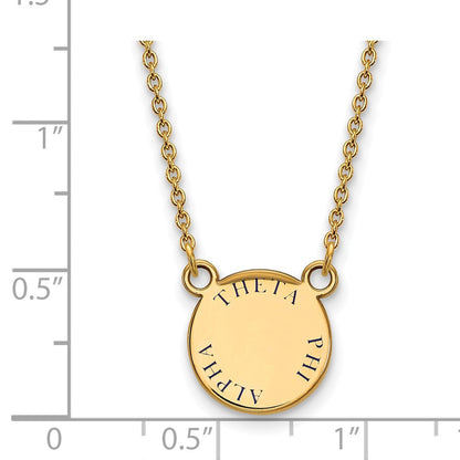 Vergoldet Sterlingsilber Logoart Theta Phi Alpha Sorority Text Klein Farbe Emaille Anhänger 18 Zoll Halskette