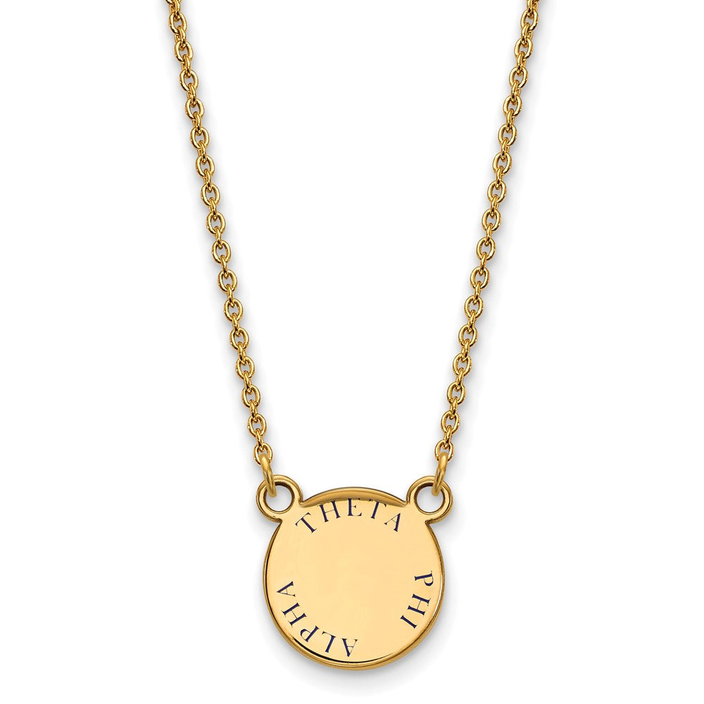 Vergoldet Sterlingsilber Logoart Theta Phi Alpha Sorority Text Klein Farbe Emaille Anhänger 18 Zoll Halskette