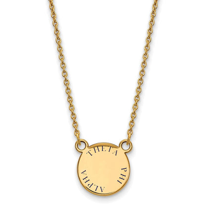 Vergoldet Sterlingsilber Logoart Theta Phi Alpha Sorority Text Klein Farbe Emaille Anhänger 18 Zoll Halskette