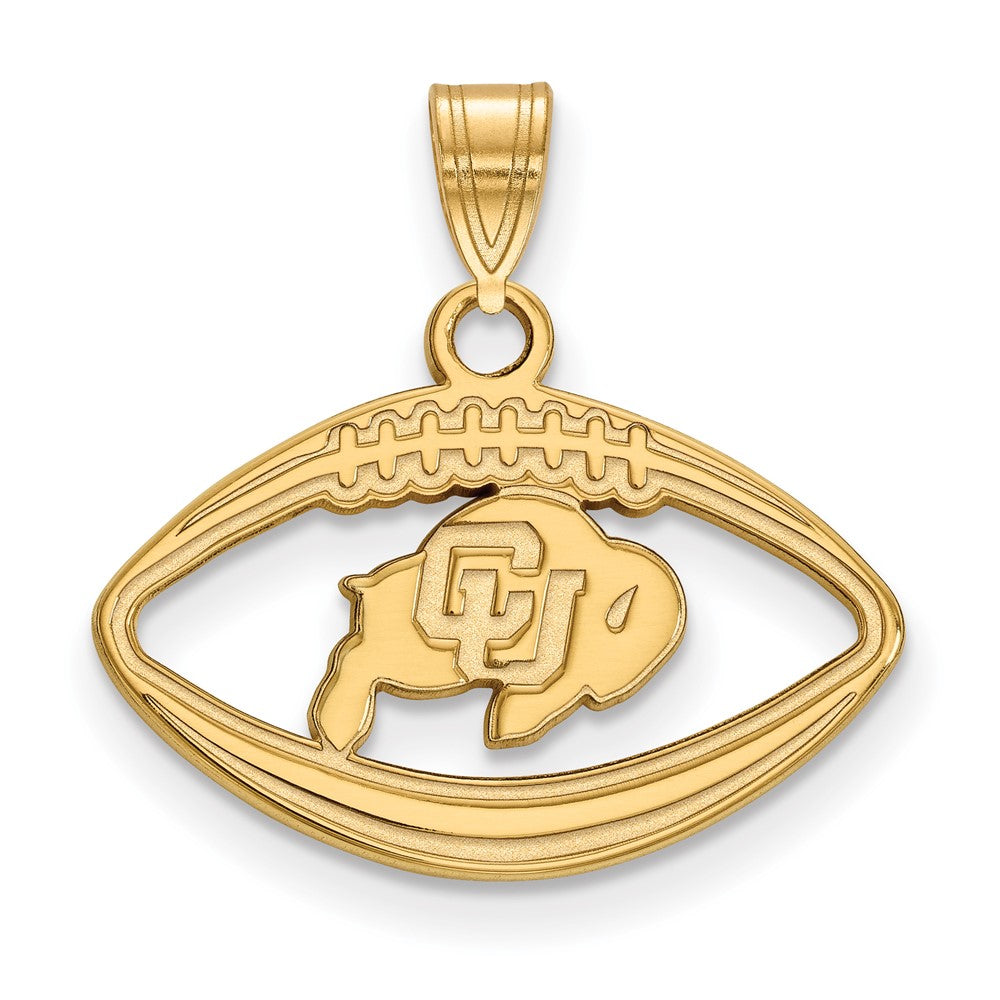 Vergoldet Sterlingsilber Logoart University Of Colorado Buffalo Football Anhänger