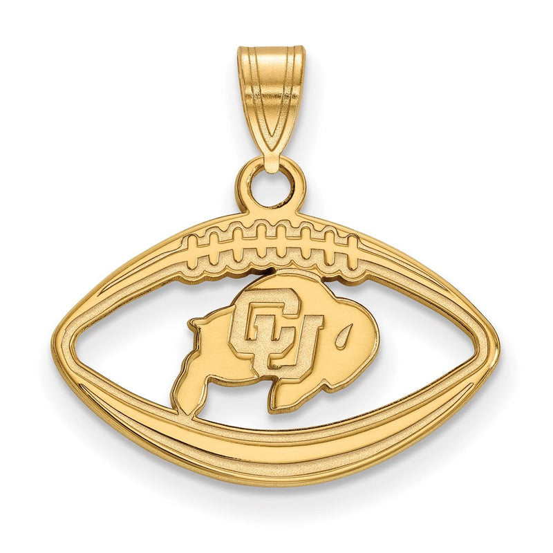 Vergoldet Sterlingsilber Logoart University Of Colorado Buffalo Football Anhänger