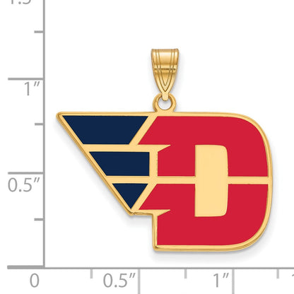 Vergoldet Sterlingsilber Logoart University Of Dayton Groß Emailliert Anhänger