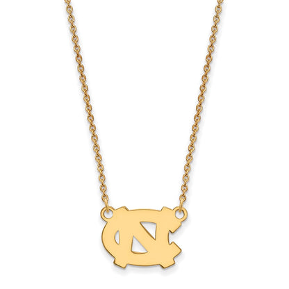 Vergoldet Sterlingsilber Logoart University Of North Carolina N C Klein Anhänger 18 Zoll Halskette