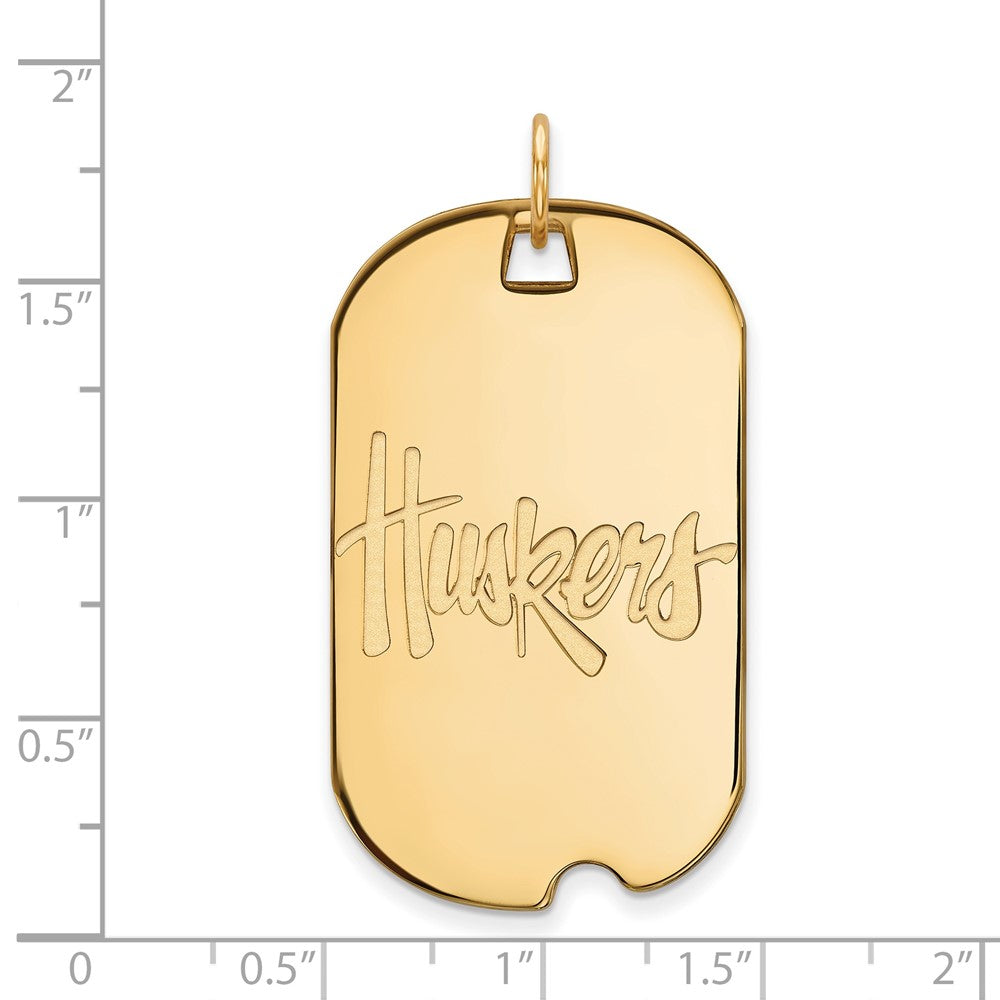 10K Gelbgold Logoart University Of Nebraska Huskers Groß Erkennungsmarke Anhänger
