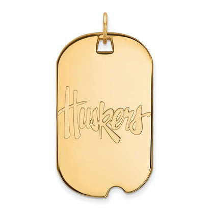 10K Gelbgold Logoart University Of Nebraska Huskers Groß Erkennungsmarke Anhänger