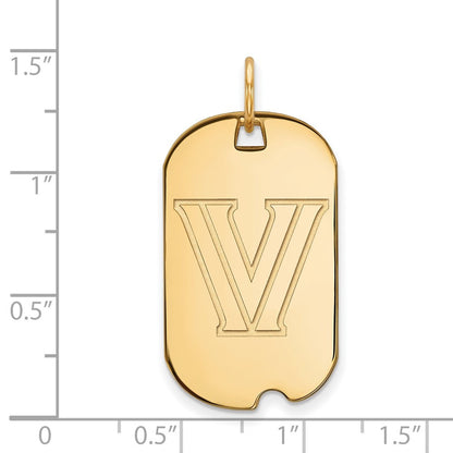 10K Gelbgold Logoart Villanova University Buchstabe V Klein Erkennungsmarke Anhänger
