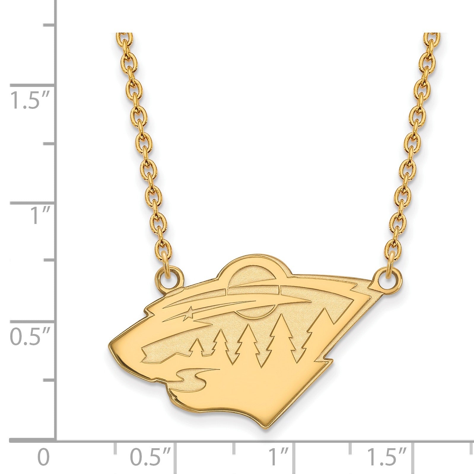 10K Gelbgold Nhl Logoart Minnesota Wild Groß Anhänger 18 Zoll Halskette