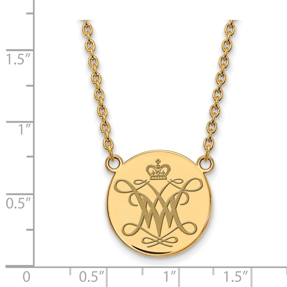 Vergoldet Sterlingsilber Logoart College Of William und Mary Groß Emailliert Plättchen Anhänger 18 Zoll Halskette