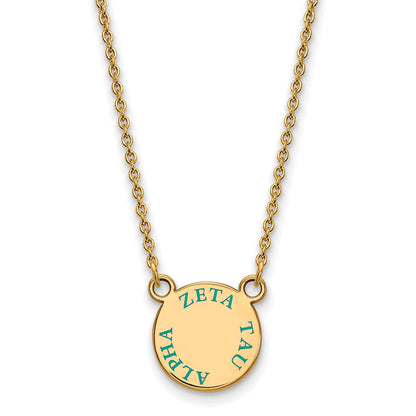 Vergoldet Sterlingsilber Logoart Zeta Tau Alpha Sorority Text Klein Farbe Emaille Anhänger 18 Zoll Halskette