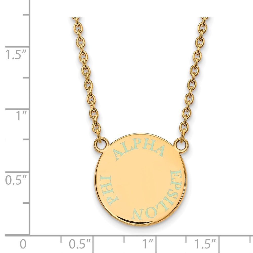 Vergoldet Sterlingsilber Logoart Alpha Epsilon Phi Sorority Text Klein Farbe Emaille Anhänger 18 Zoll Halskette