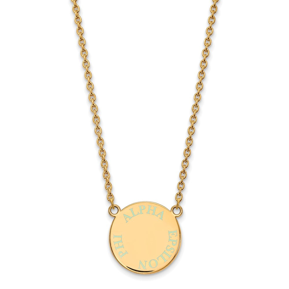 Vergoldet Sterlingsilber Logoart Alpha Epsilon Phi Sorority Text Klein Farbe Emaille Anhänger 18 Zoll Halskette
