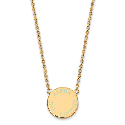 Vergoldet Sterlingsilber Logoart Alpha Epsilon Phi Sorority Text Klein Farbe Emaille Anhänger 18 Zoll Halskette
