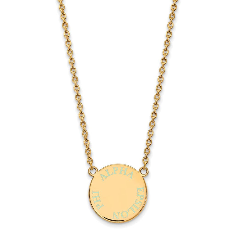 Vergoldet Sterlingsilber Logoart Alpha Epsilon Phi Sorority Text Klein Farbe Emaille Anhänger 18 Zoll Halskette