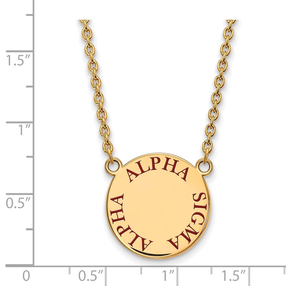 Vergoldet Sterlingsilber Logoart Alpha Sigma Sorority Text Groß Farbe Emaille Anhänger 18 Zoll Halskette
