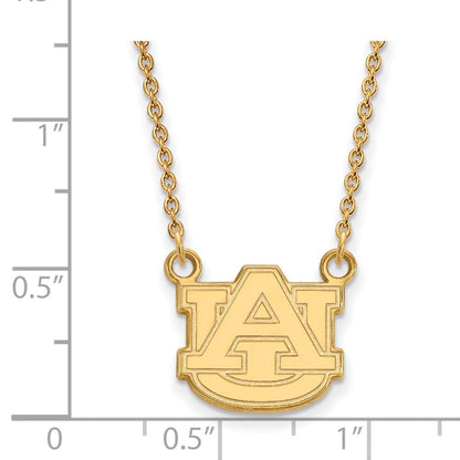 10K Gelbgold Logoart Auburn University Klein Anhänger 18 Zoll Halskette
