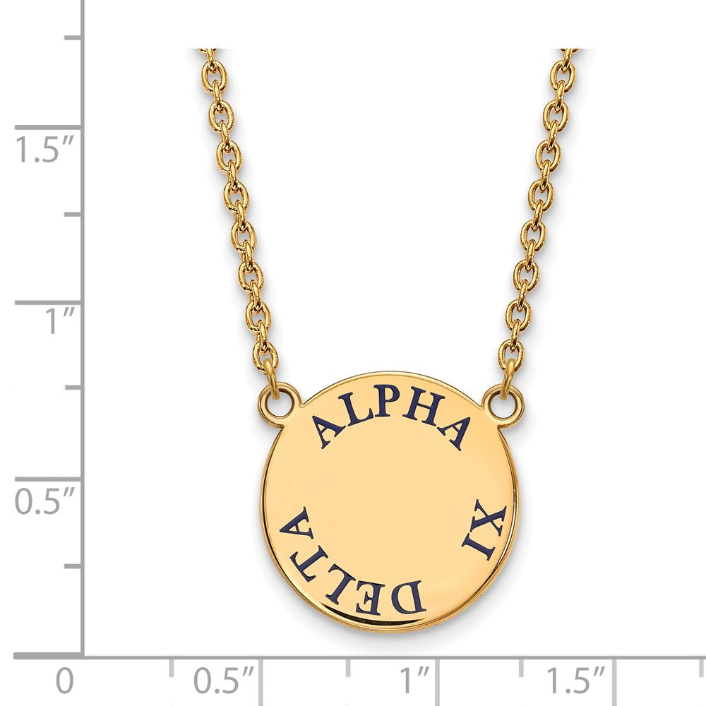 Vergoldet Sterlingsilber Logoart Alpha Xi Delta Sorority Text Groß Farbe Emaille Anhänger 18 Zoll Halskette