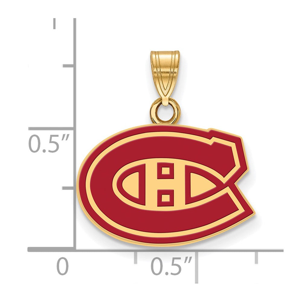 Vergoldet Sterlingsilber Nhl Logoart Montreal Canadiens Klein Emailliert Anhänger