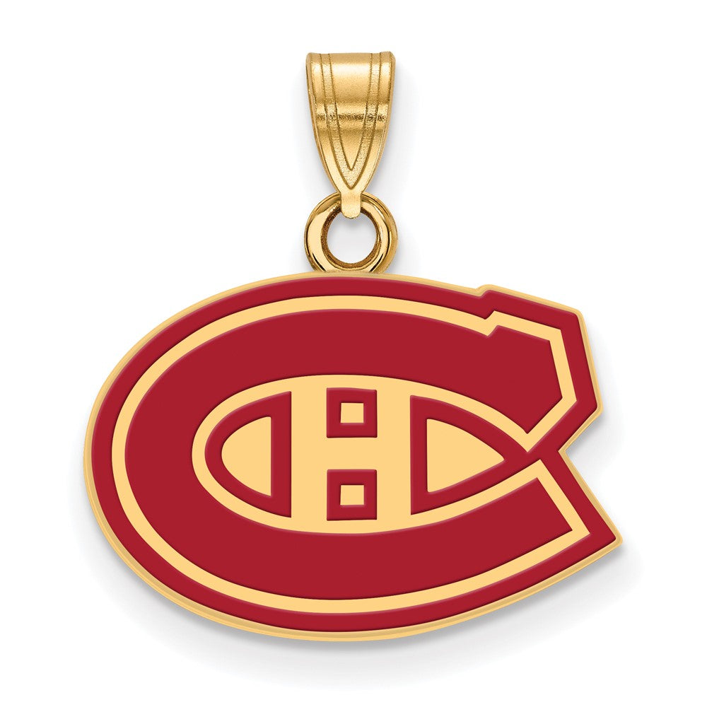 Vergoldet Sterlingsilber Nhl Logoart Montreal Canadiens Klein Emailliert Anhänger