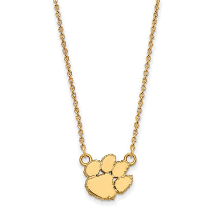 10K Gelbgold Logoart Clemson University Tiger Paw Klein Anhänger 18 Zoll Halskette